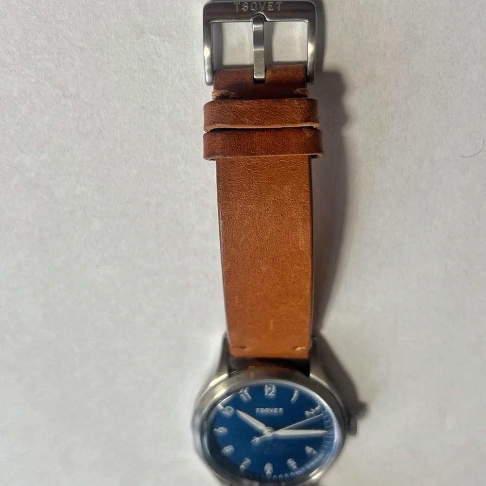 Tsovet JPT PW36 Blue Dial Watch with Brown Leather Strap - Picture 3 of 4